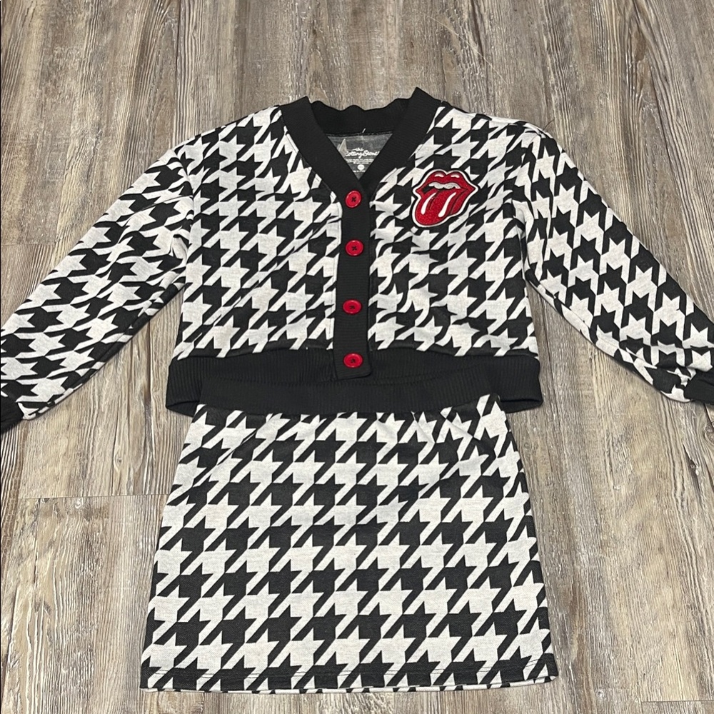 The Rolling Stones Black and Red Houndstooth Cardigan